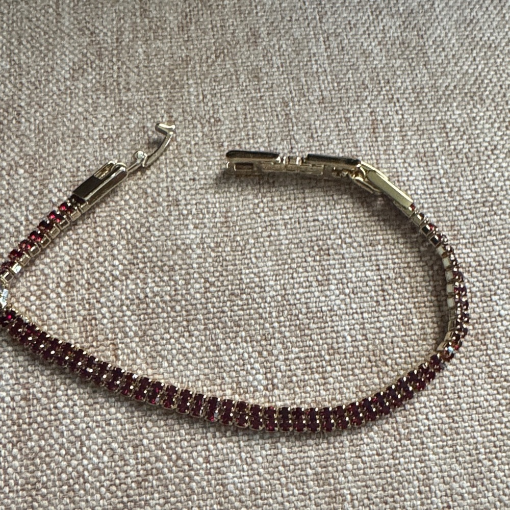 Gold-Tone Bracelet with Deep Red Crystals